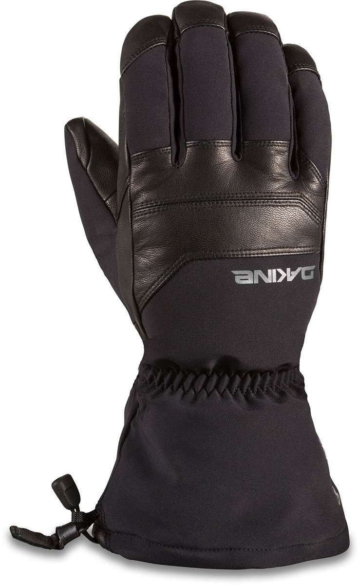 Dakine Excursion GORE-TEX Short Glove - A black glove with a leather palm and wrist strap, featuring a white logo on the wrist strap.
