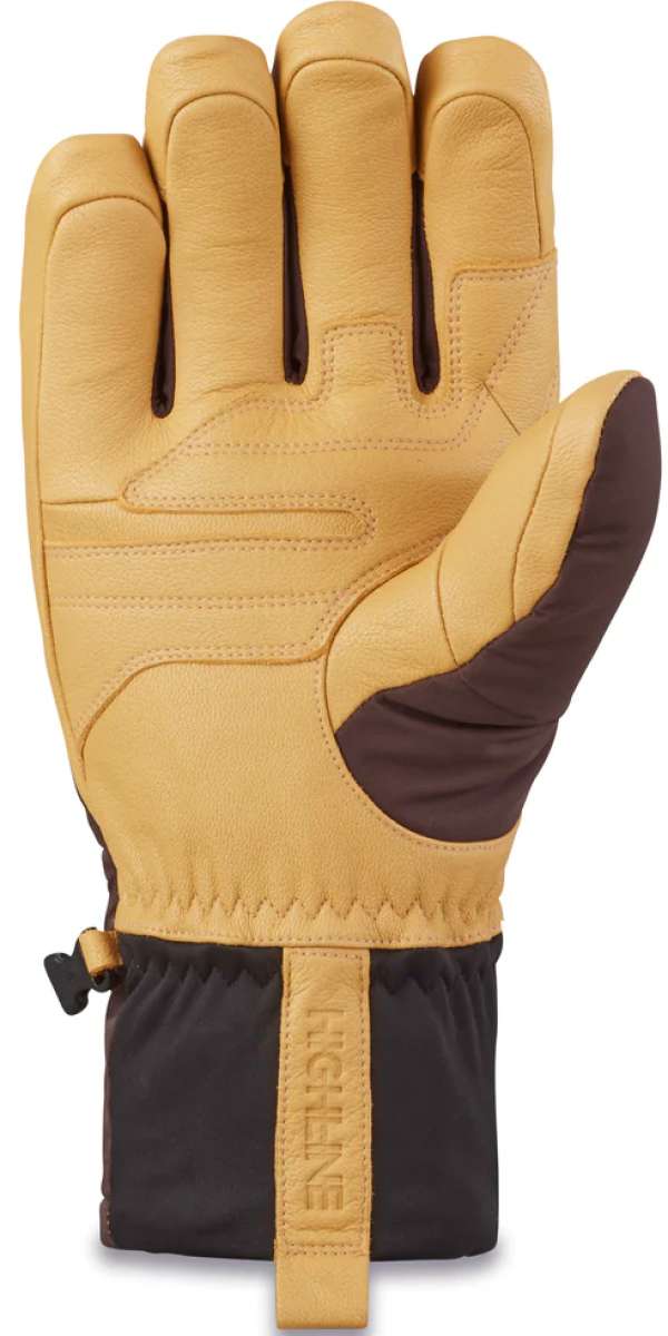 Dakine Excursion GORE-TEX Short Gloves - A pair of tan gloves with brown accents and stitching, featuring a zippered cuff.