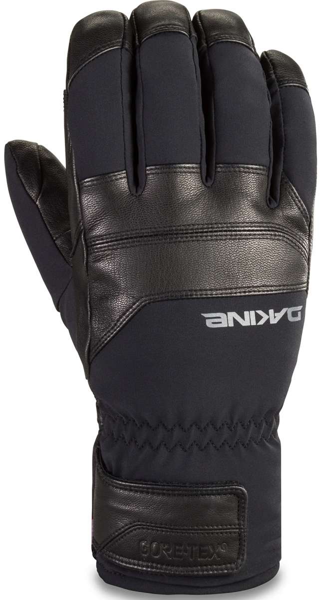 Dakine Excursion GORE-TEX Short Gloves - A pair of black gloves with a textured palm and fingers, featuring a white logo on the wrist cuff.