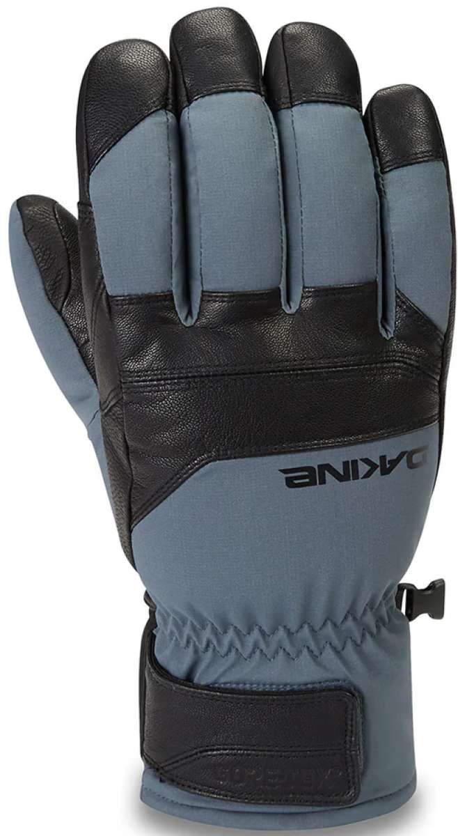 Dakine Excursion GORE-TEX Short Gloves - A pair of gloves with a gray palm and fingers, featuring black accents on the wrist strap and fingertips.