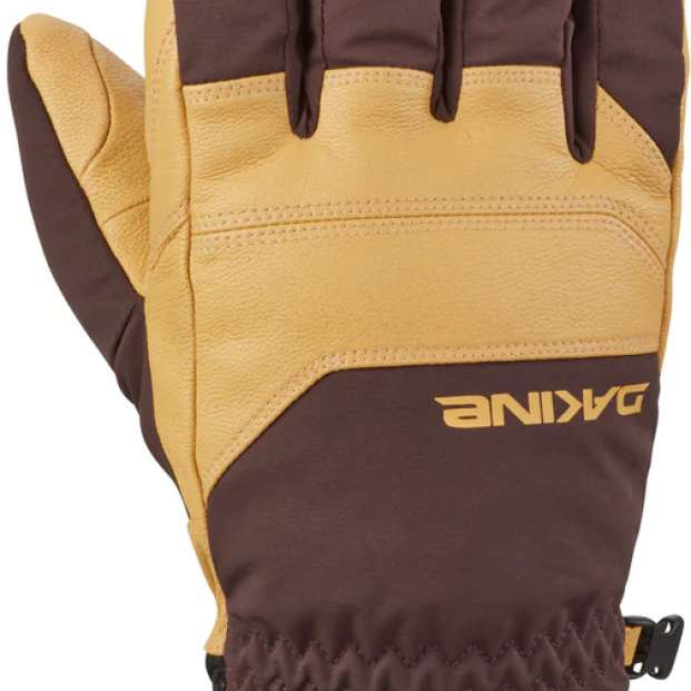Dakine Excursion GORE-TEX Short Gloves - A pair of brown and tan gloves with a quilted pattern on the back, featuring a zippered pocket on one side.