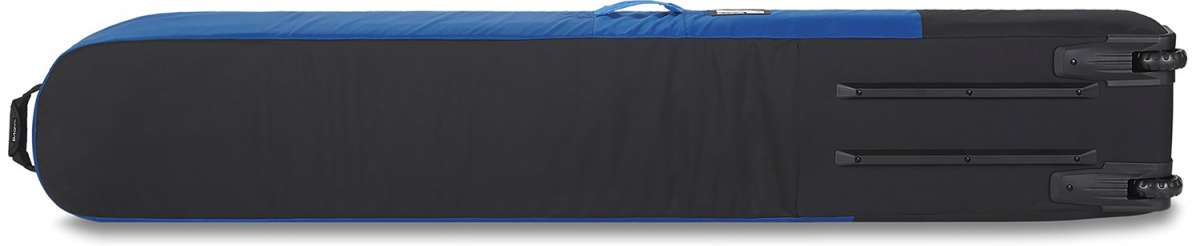 Dakine Fall Line Ski Roller Bag 2024 - Black roller bag with blue accents and a handle on top.