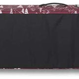 Dakine Fall Line Ski Roller Bag 2024 - Black roller bag with white logo and text on top, featuring a handle at one end and wheels at the other.