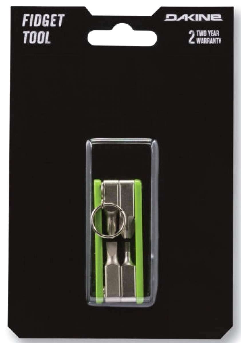 Dakine Fidget Tool 2022-2023 - A small, silver metal tool with a keychain ring and two flat ends on either side of it.