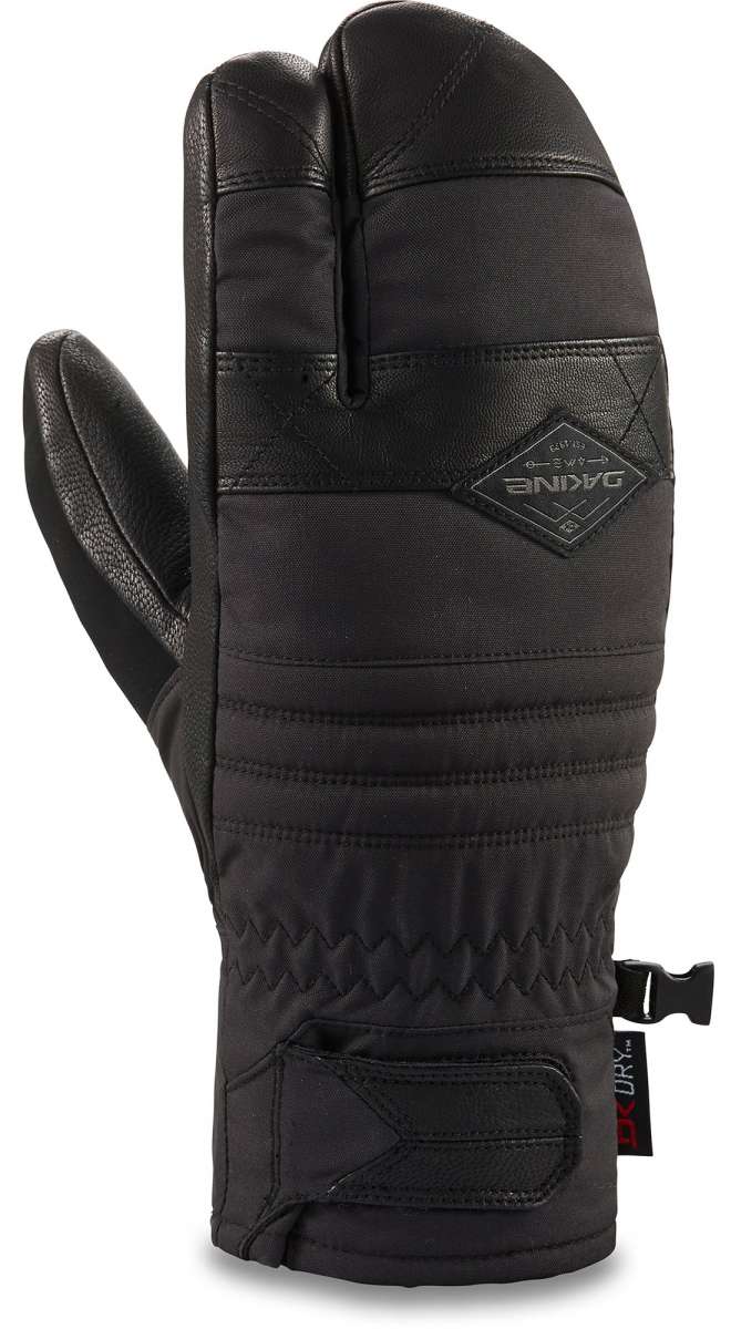Dakine Fillmore Trigger Mitt 2022-2023 - Black mitt with quilted pattern on palm and thumb, black leather trim around cuff.