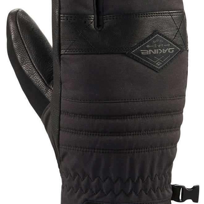 Dakine Fillmore Trigger Mitt 2022-2023 - Black mitt with quilted pattern on palm and thumb, black leather trim around cuff.