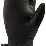 Dakine Fillmore Trigger Mitt 2022-2023 - Black mitt with textured black leather palm and thumb, quilted black fabric back, and adjustable strap at wrist.