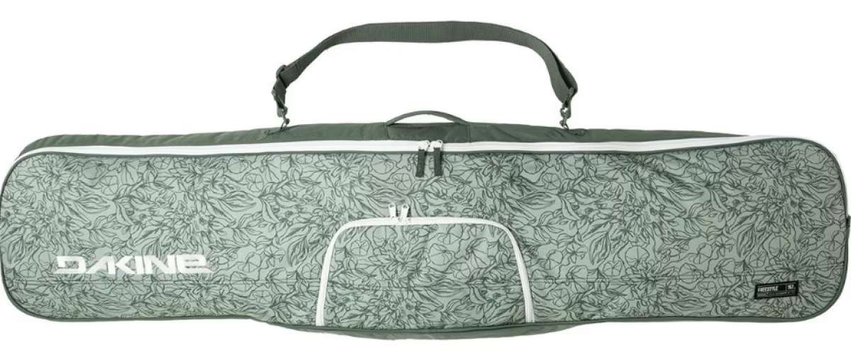 Dakine Freestyle Board Bag 2024 - A light blue bag with a floral pattern and white trim, featuring the word "DAKINE" in white letters on the front.