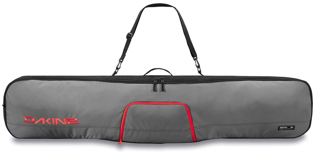 Dakine Freestyle Board Bag 2024 - Grey bag with red zipper and Dakine logo in red on front.