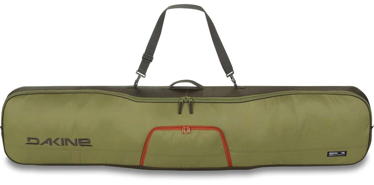 Dakine Freestyle Board Bag - Olive green bag with red zipper and black strap handle.