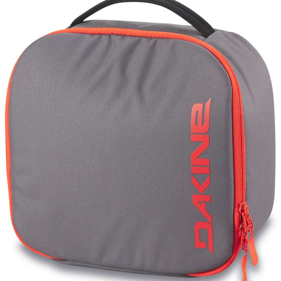 Dakine Goggle Case 2024 - Gray case with orange zipper and handle, featuring a zippered compartment for goggles on one side.
