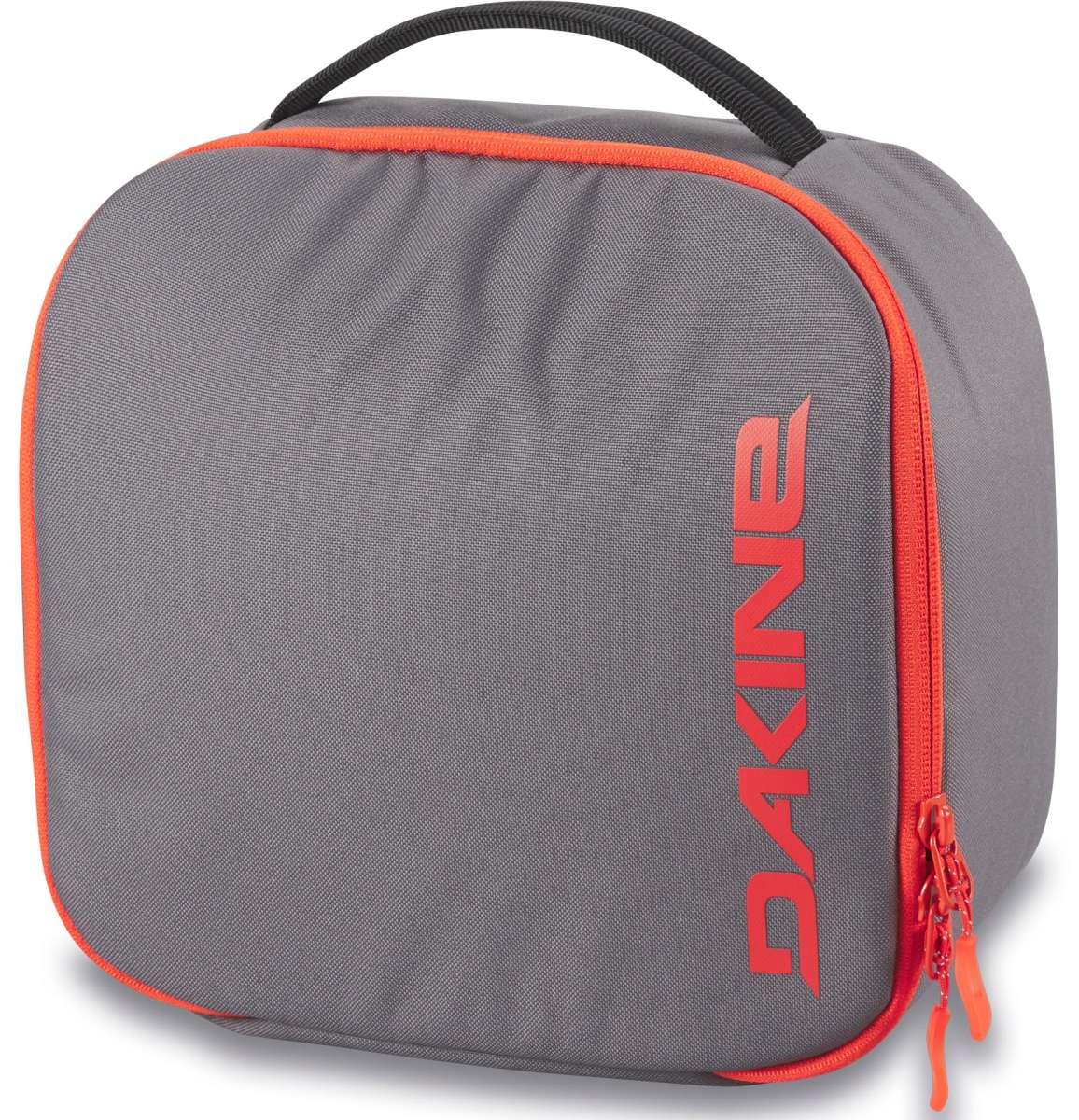 Dakine Goggle Case 2024 - Gray case with orange zipper and handle, featuring a zippered compartment for goggles on one side.