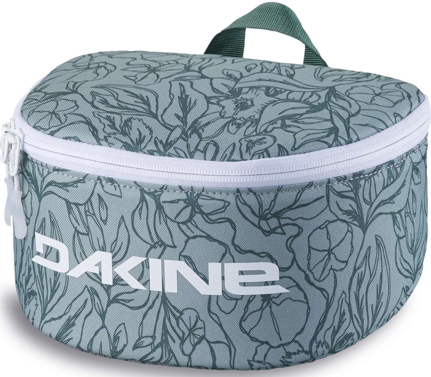 Dakine Goggle Stash - A small, rectangular-shaped bag with a zippered top and handle on top, featuring a light gray color with dark gray floral pattern.