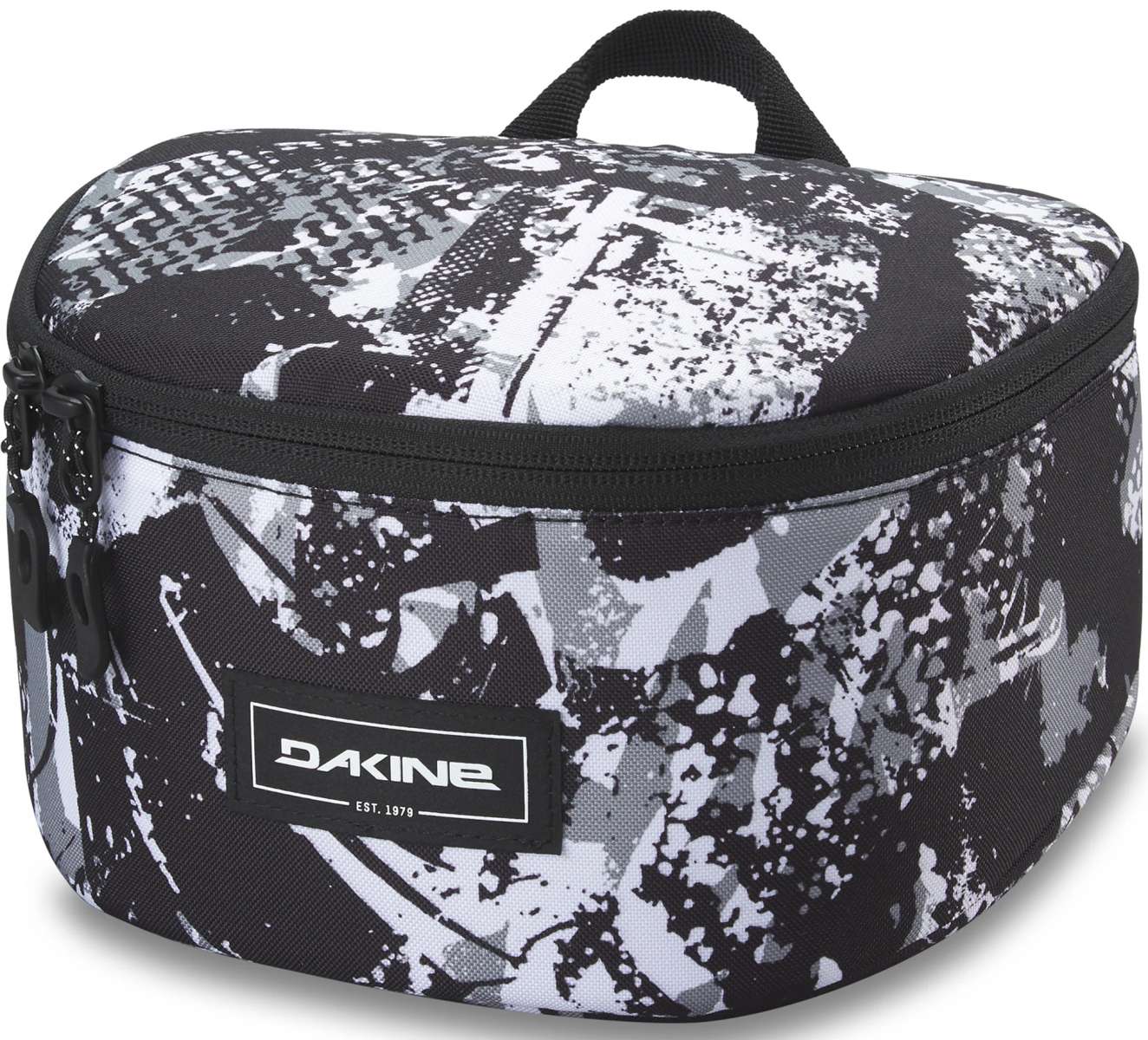 Dakine Goggle Stash 2024 - A black bag with a zippered top and handle, featuring a white logo on the front.
