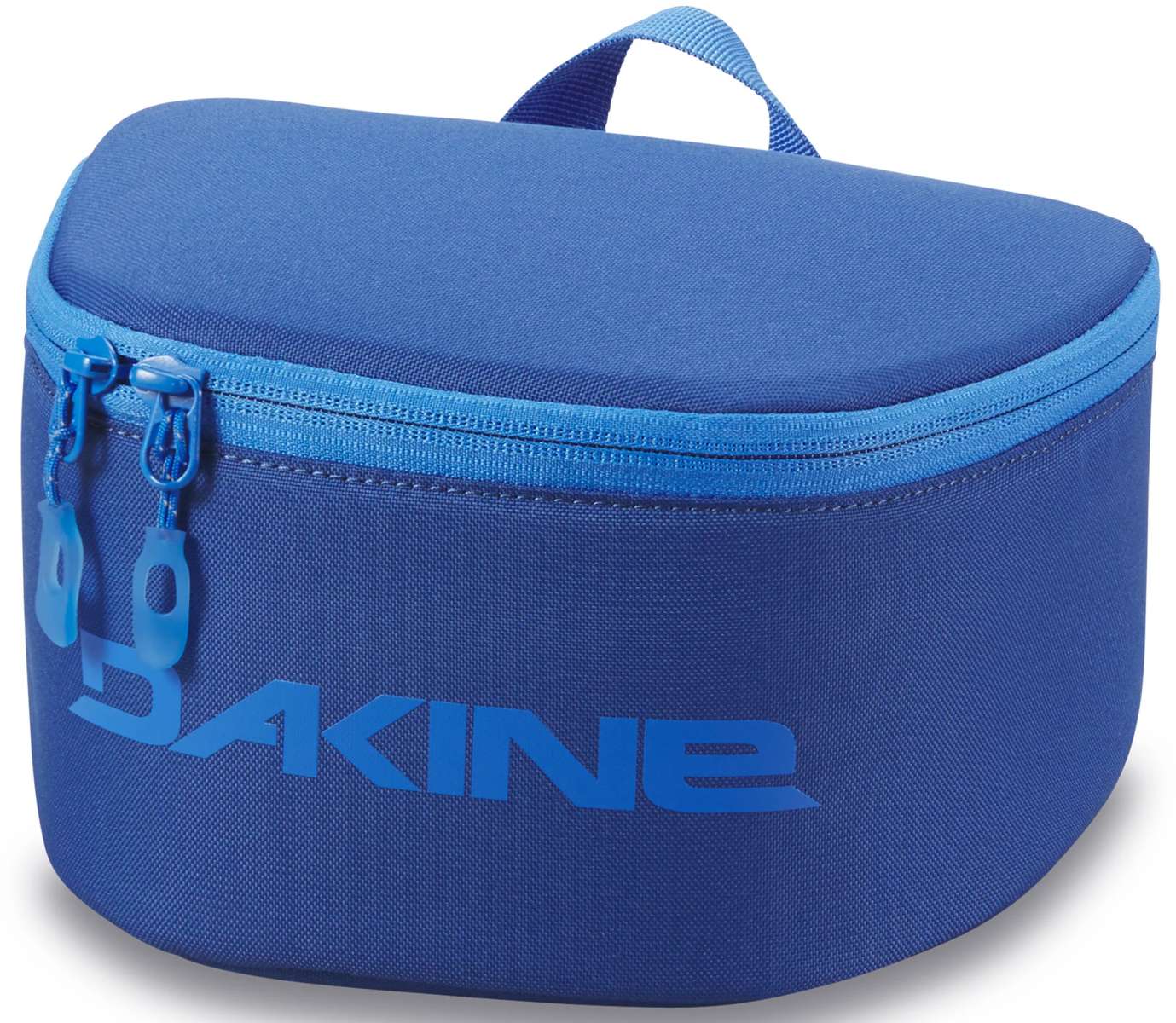 Dakine Goggle Stash - A royal blue bag with a zippered top and handle, featuring a mesh pocket on the side.