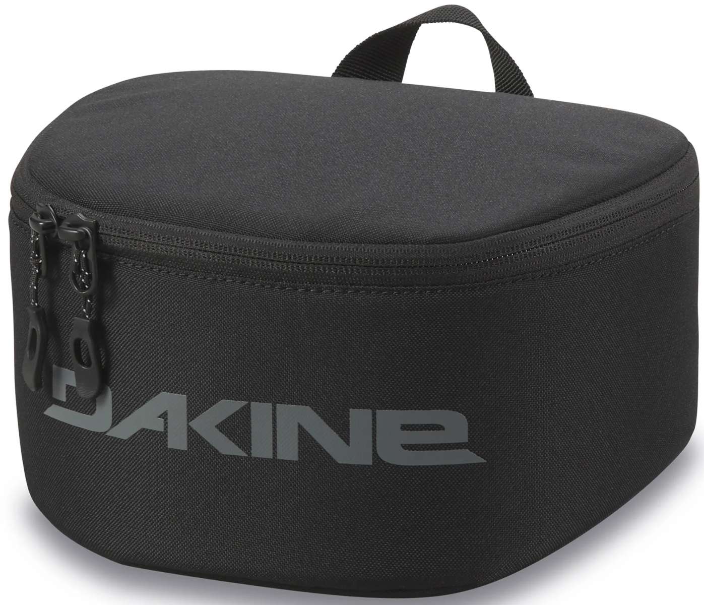Dakine Goggle Stash - A black rectangular bag with a zippered top and handle, featuring a small pocket on one side for storing gloves or other accessories.