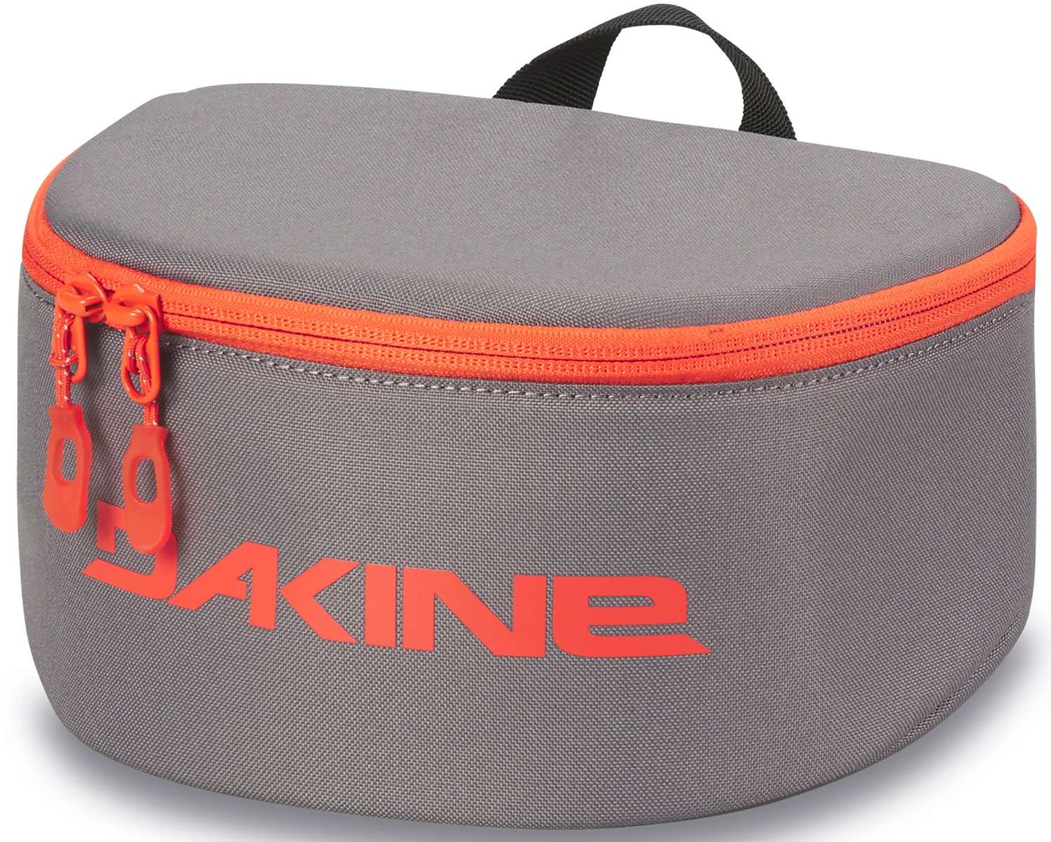 Dakine Goggle Stash - A gray bag with a zippered top and handle, featuring an orange zipper pull.