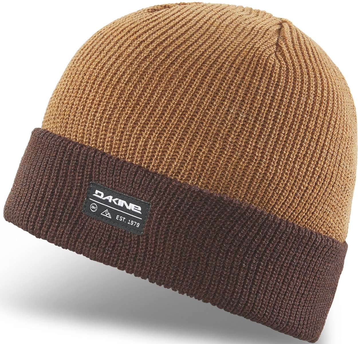 Dakine Hayden Beanie 2024 - A tan beanie with a brown band at the bottom and a black label that says "DAKINE" in white letters.
