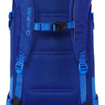 Dakine Heli Pro 20L Backpack - A blue backpack with a mesh back panel and shoulder straps, featuring a black buckle on the front.