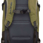 Dakine Heli Pro 20L Backpack 2024 - A green backpack with a gray mesh pocket on the side and two black buckles.