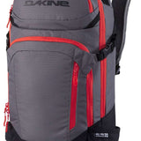 Dakine Heli Pro 20L Backpack 2024 - A gray backpack with red zippers and accents, featuring a black strap on top.