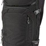 Dakine Heli Pro 20L Backpack 2024 - A black backpack with a zippered front pocket and two side pockets, featuring a gray logo on top.