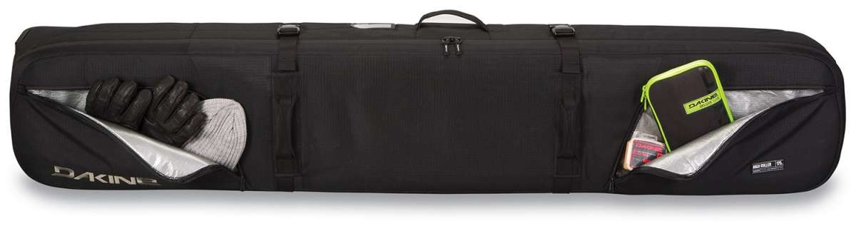 Dakine High Roller Board Bag 2024 - Black bag with white logo and straps on top.