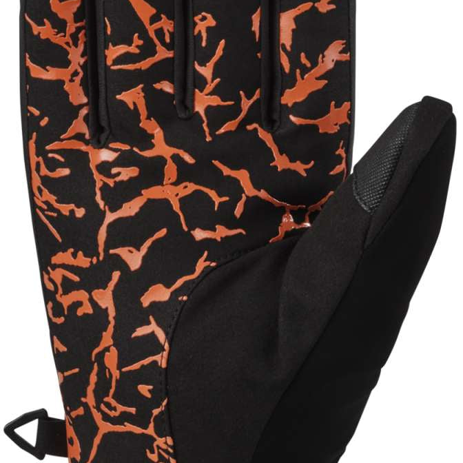 Dakine Impreza GORE-TEX Gloves - A pair of black gloves with a subtle orange pattern on the palm side, featuring a textured grip and a strap at the wrist.