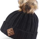 Dakine Kids Kylie Beanie 2022-2023 - A black beanie with a brown faux fur pom-pom on top.