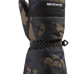 Dakine Kids Yukon Mitt 2022-2023 - A black and gray camouflage mitt with a strap closure on the wrist.