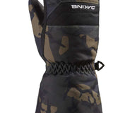 Dakine Kids Yukon Mitt 2022-2023 - A black and gray camouflage mitt with a strap closure on the wrist.
