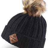 Dakine Youth Kylie Beanie 2024 - A black beanie with a tan faux fur pom-pom on top.