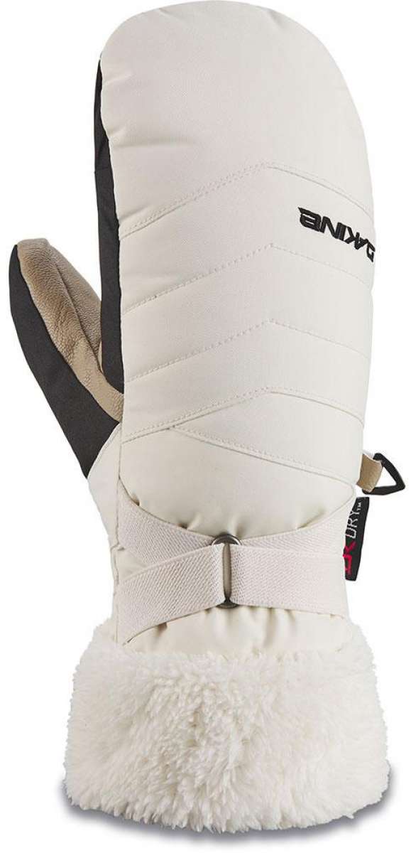 Dakine Ladies Alero Mitt 2022-2023 - Mitts are white with a quilted pattern on top and black interior.