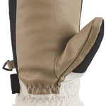 Dakine Ladies Alero Mittens - Pair of tan-colored mittens with black trim and a textured, pebbled leather palm.