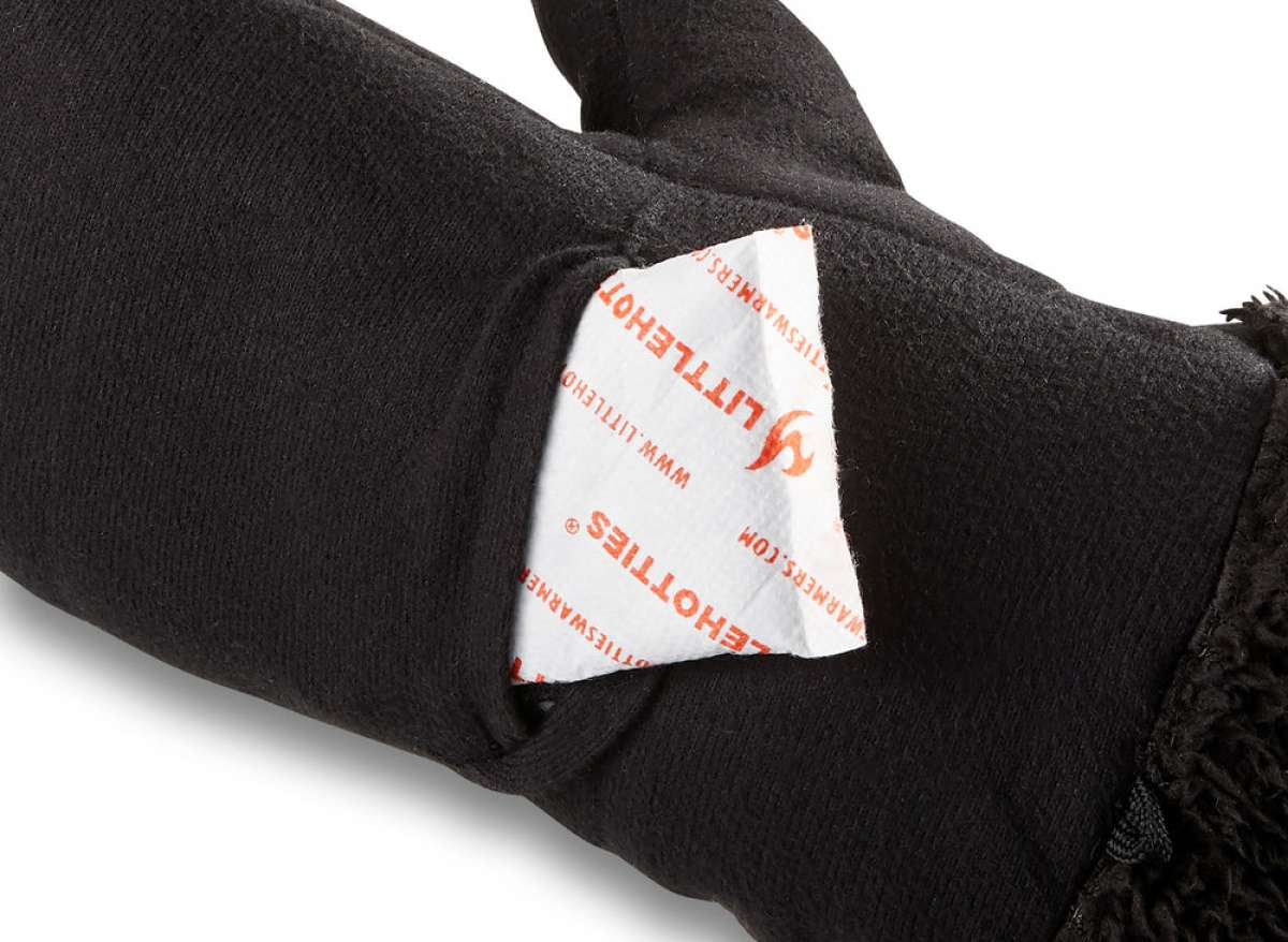 Dakine Ladies Alero Mittens - Mittens are black with a textured pattern on the palm and thumb, featuring a fuzzy cuff at the wrist.