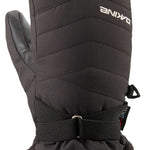 Dakine Ladies Alero Mittens - Mittens are black with a quilted pattern on top and fuzzy, dark gray trim around the wrist.