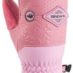 Dakine Ladies Baron GT Team Mitt 2022-2023 - A pink mitt with a textured pattern on the palm and thumb, featuring a black logo patch near the wrist.