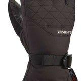 Dakine Women's Camino Leather Gloves - A pair of black leather gloves with a quilted pattern on the back and white stitching around the wrist strap.