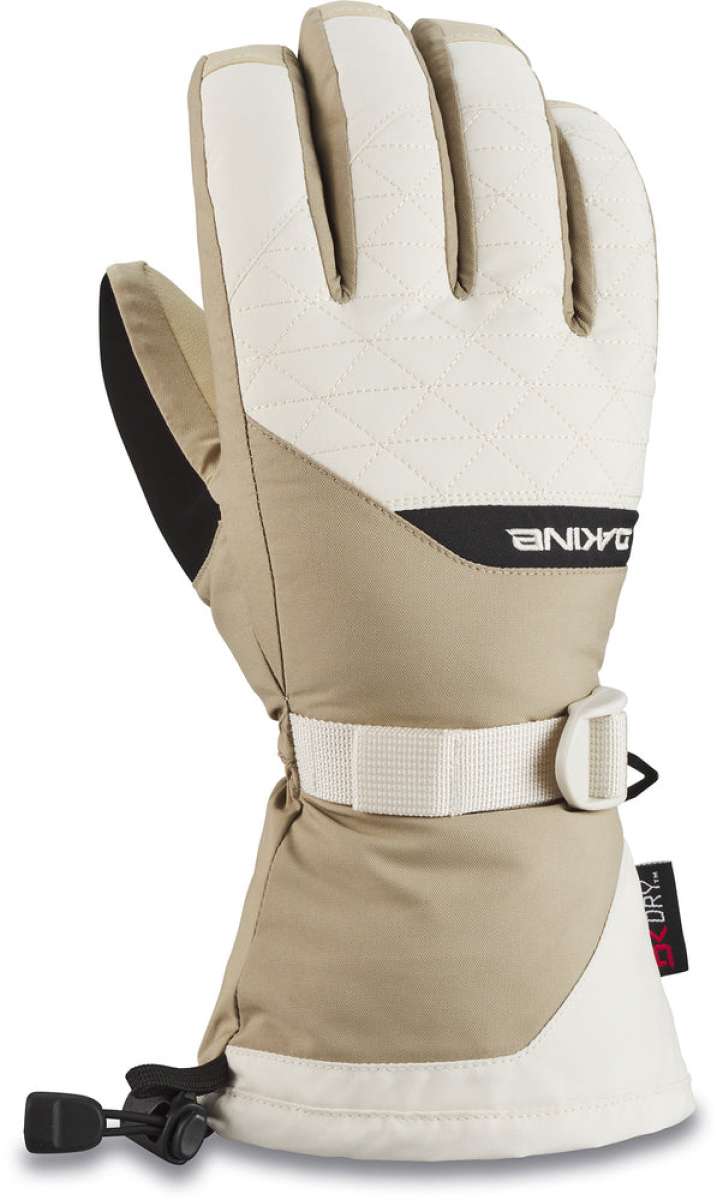 Dakine Women's Camino Leather Gloves - A pair of gloves with a quilted pattern on the back and brown leather palms.