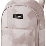 Dakine Ladies Essentials Pack 7L 2022-2023 - A light gray backpack with a zippered front pocket and two straps, featuring a subtle pattern of darker gray shapes.