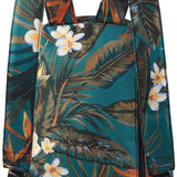 Dakine Ladies Essentials Pack 7L 2022-2023 - A teal backpack with a tropical floral pattern, featuring white flowers and palm fronds.