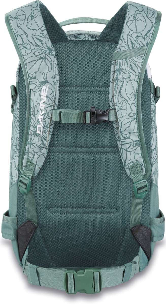 Dakine Ladies Heli Pro 20L Backpack 2024 - A light blue backpack with a floral pattern and black straps.