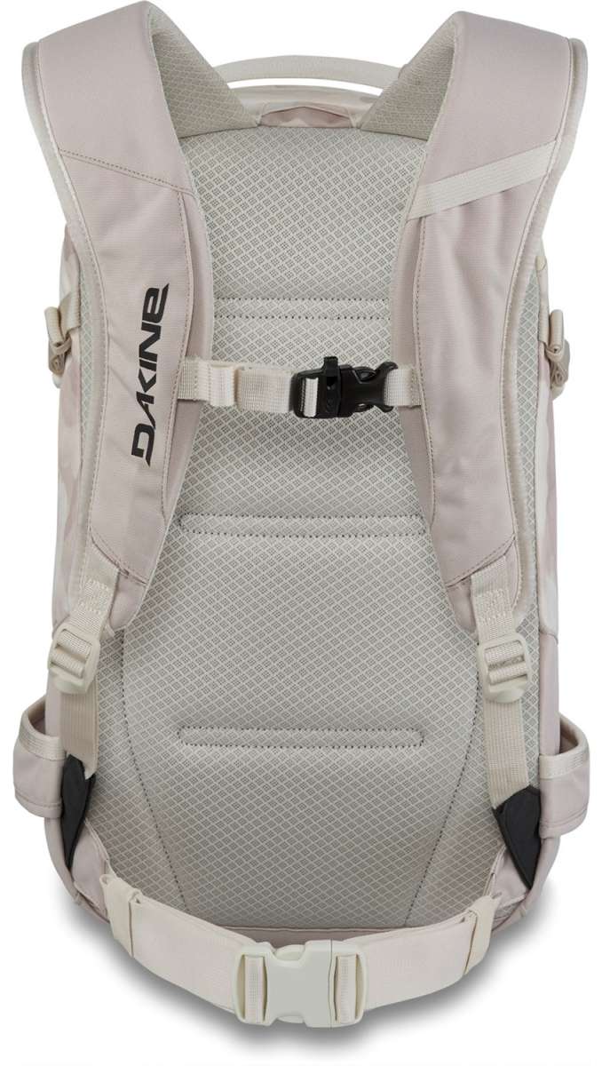 Dakine Ladies Heli Pro 20L Backpack 2024 - A light gray backpack with a mesh back panel and white straps.
