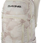 Dakine Ladies Heli Pro 20L Backpack 2024 - A light-colored backpack with a subtle pattern of darker shapes, featuring two zippered pockets and a handle on top.