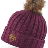 Dakine Ladies Kylie Beanie - A maroon beanie with a brown faux fur pom-pom on top.
