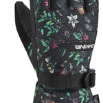 Dakine Ladies Leather Camino Glove 2022-2023 - A black glove with a floral pattern and quilted leather palm.