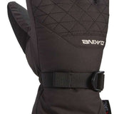 Dakine Ladies Leather Camino Glove 2022-2023 - A black glove with a quilted pattern on the back of the hand and fingers, featuring a strap closure at the wrist.