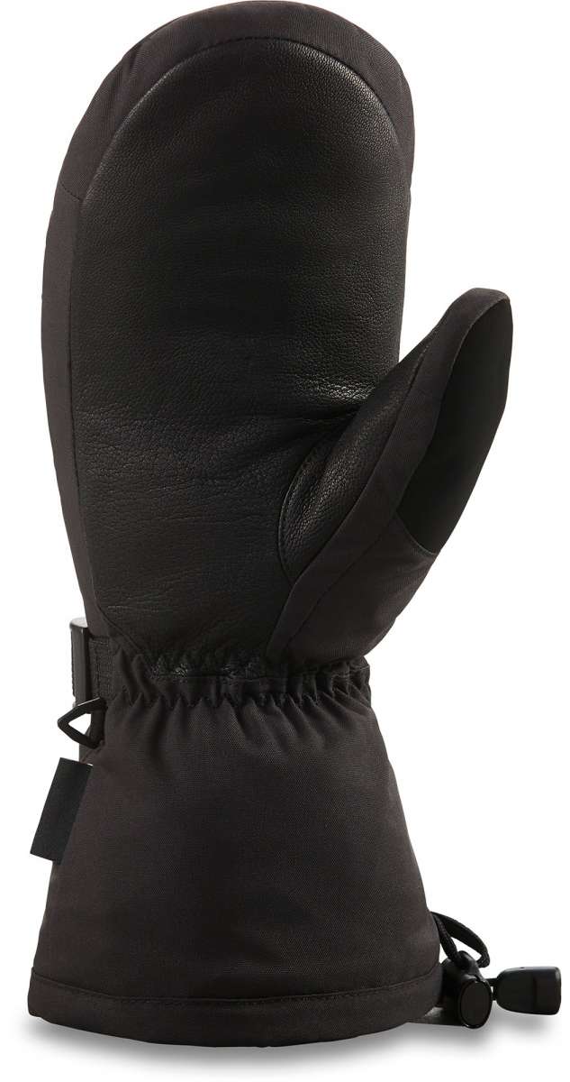 Dakine Women's Leather Camino Mittens - A pair of black leather mittens with a quilted pattern on the back and a strap closure at the wrist.