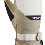 Dakine Women's Leather Camino Mittens - A pair of tan mittens with a quilted white leather palm and black trim around the wrist strap.