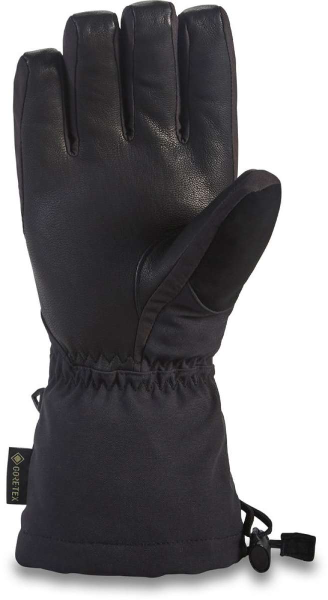Dakine Women's Leather Sequoia GORE-TEX Gloves - A pair of black leather gloves with a quilted pattern on the back and a strap closure at the wrist.